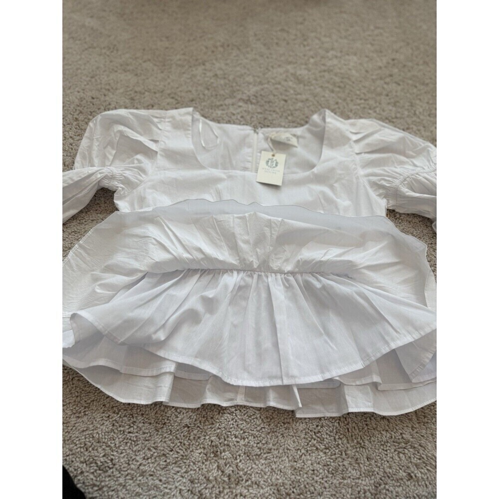 Tuckernuck Hyacinth House Women’s L Clemons Blouse White Boho Cottagecore Flirty - Picture 9 of 13
